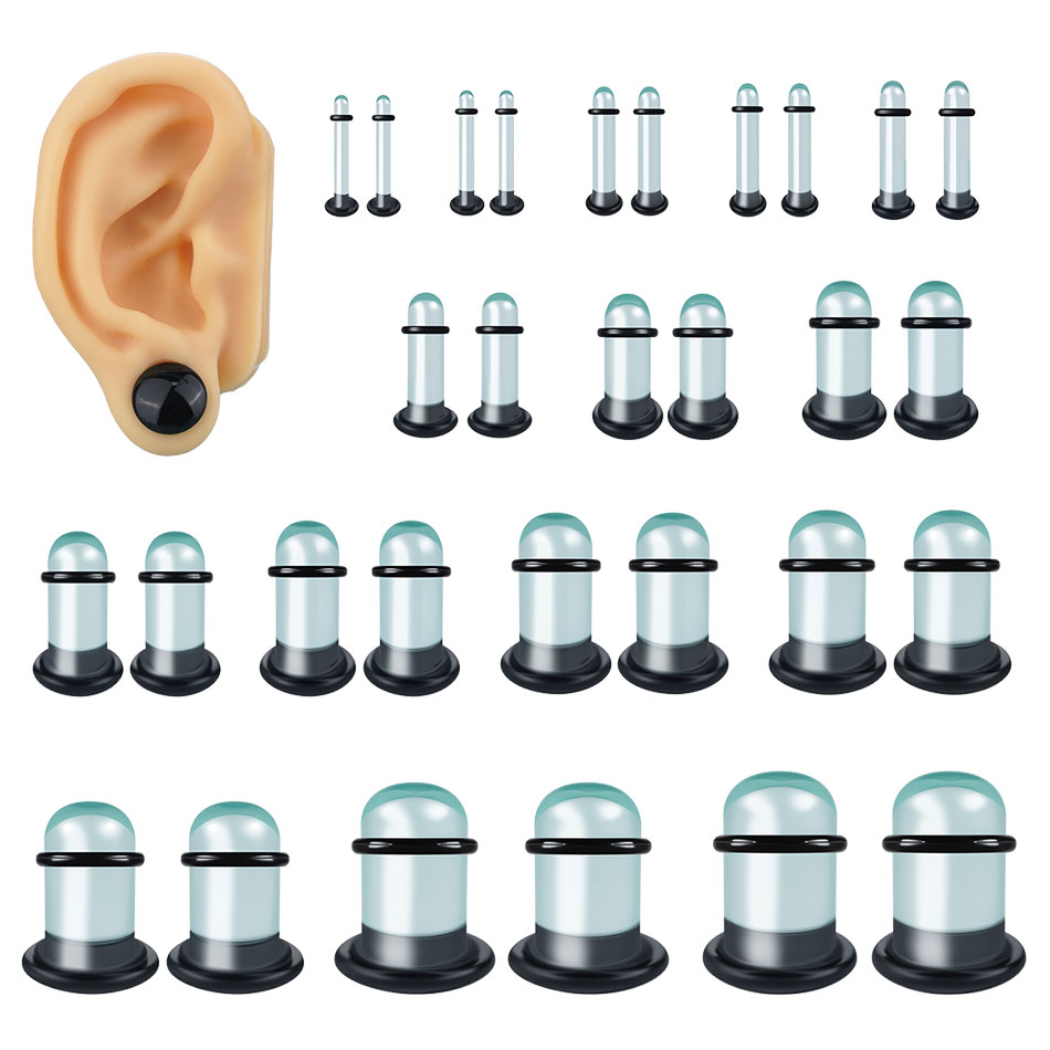 Body Jewelry Gauges - 2 Stück Glas-Ohrmessgeräte, Dehnungsset, kurzer Kegel,