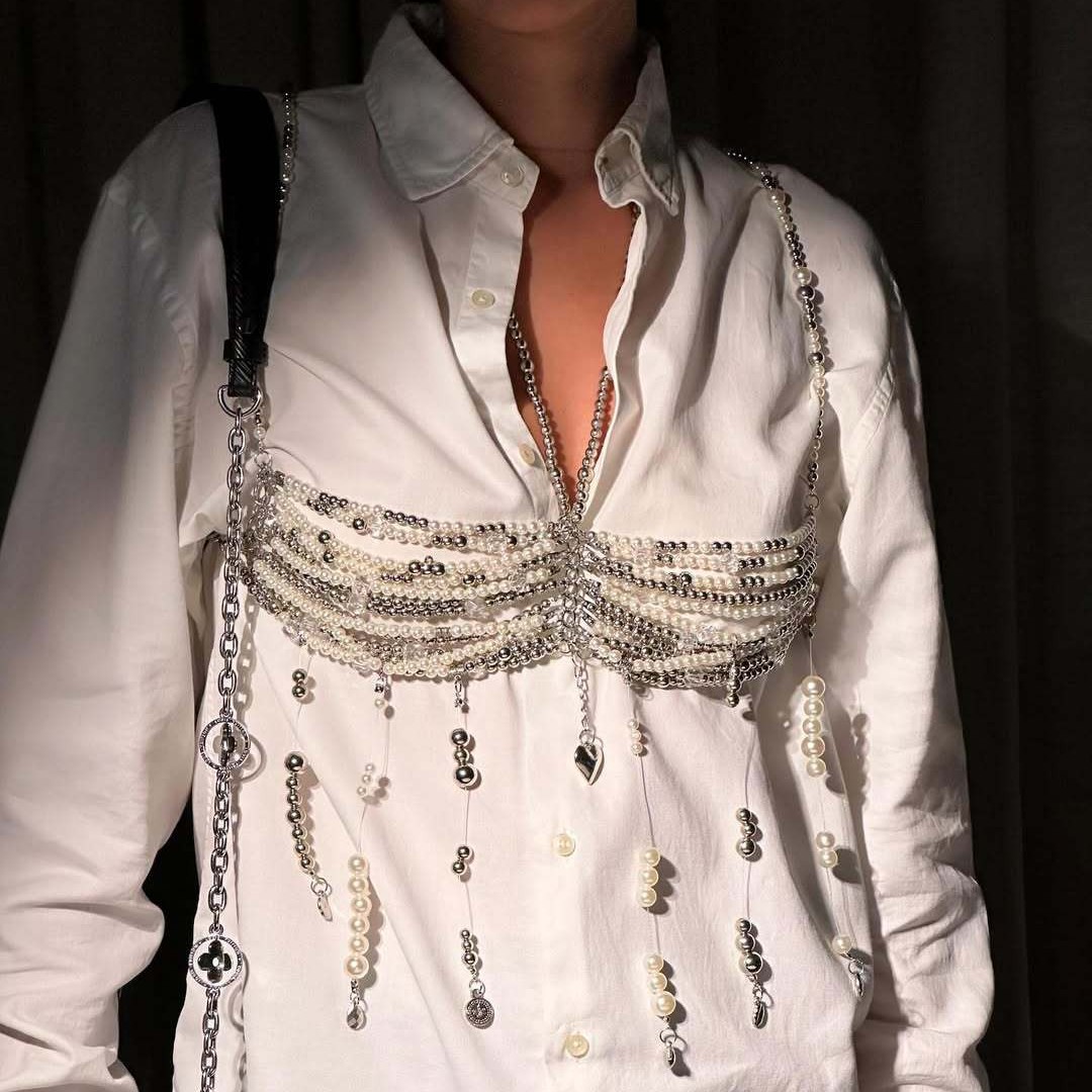 Body Jewelry Vest - 2025 Luxus Design Neckholder Weste Tops