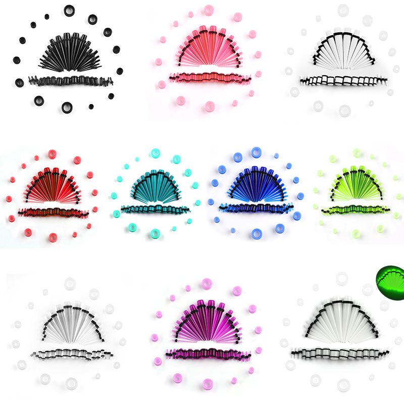 Body Jewelry Gauges - 50-teiliges Acryl-Ohrmessgerät-Set mit Spikes – kegelförmige
