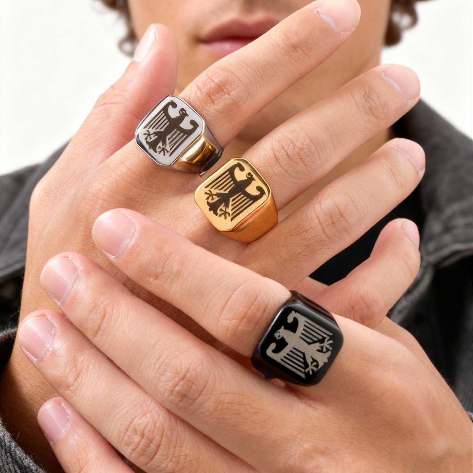Body Jewelry Wholesale - Maßgefertigter Fliegender Adler-Ring, Cooler Punk-Herrenring mit