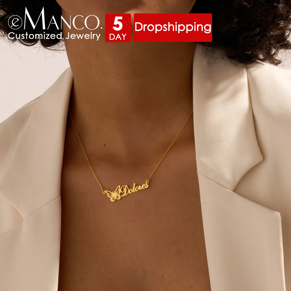 Body Jewelry Wholesale - EMANCO Fashion Neue Maßgefertigte Personalisierte Schmetterlings-Namenskette