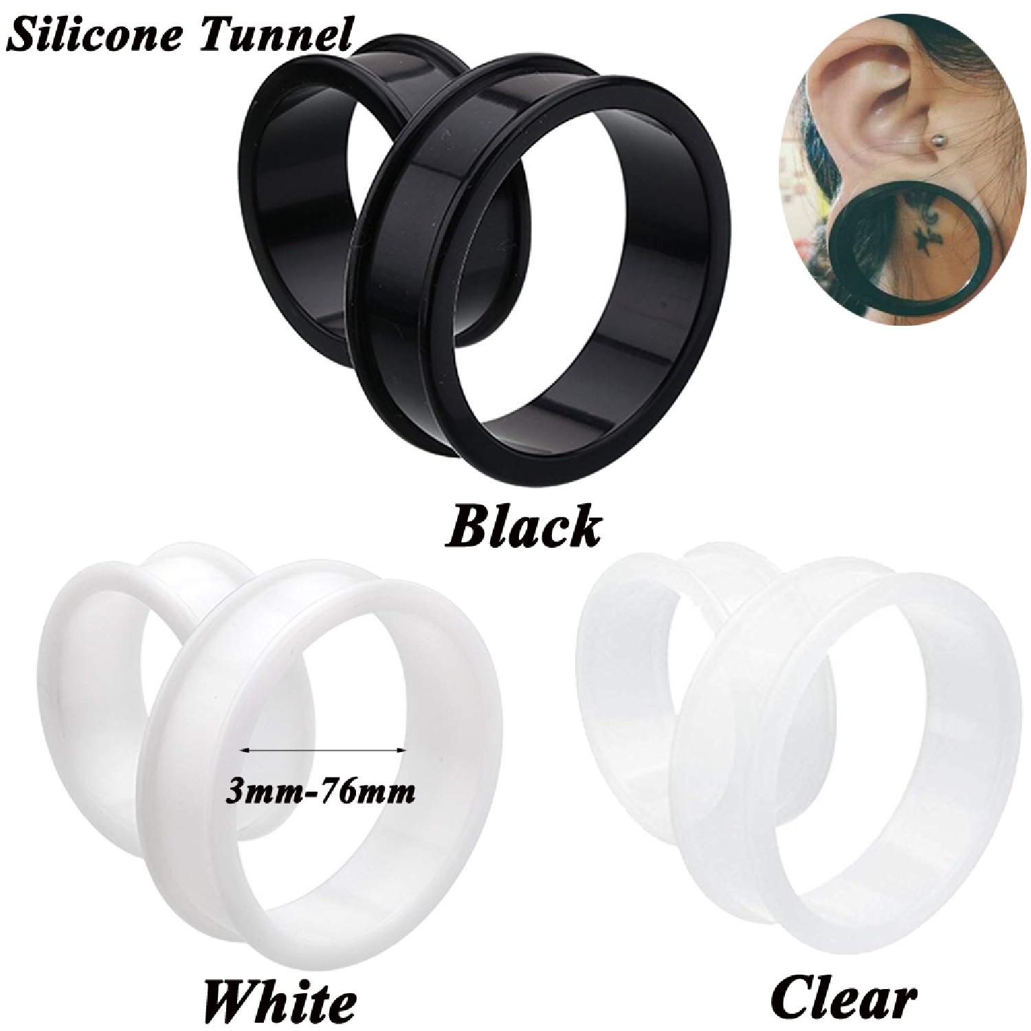Body Jewelry Gauges - 2pcs Supersize Flexible Silikon Doppel Flared