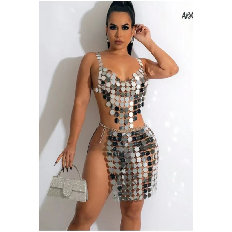 Body Jewelry Vest - Frauen Körperschmuck Weste Acryl Pailletten Wafer