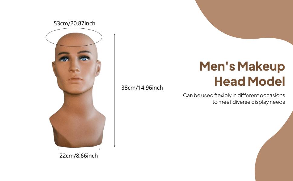 Body Jewelry Display Ideas - Männlicher Schaufensterpuppenkopf, professionell, multifunktional, PVC-Hutständer, Ausstellungsständer
