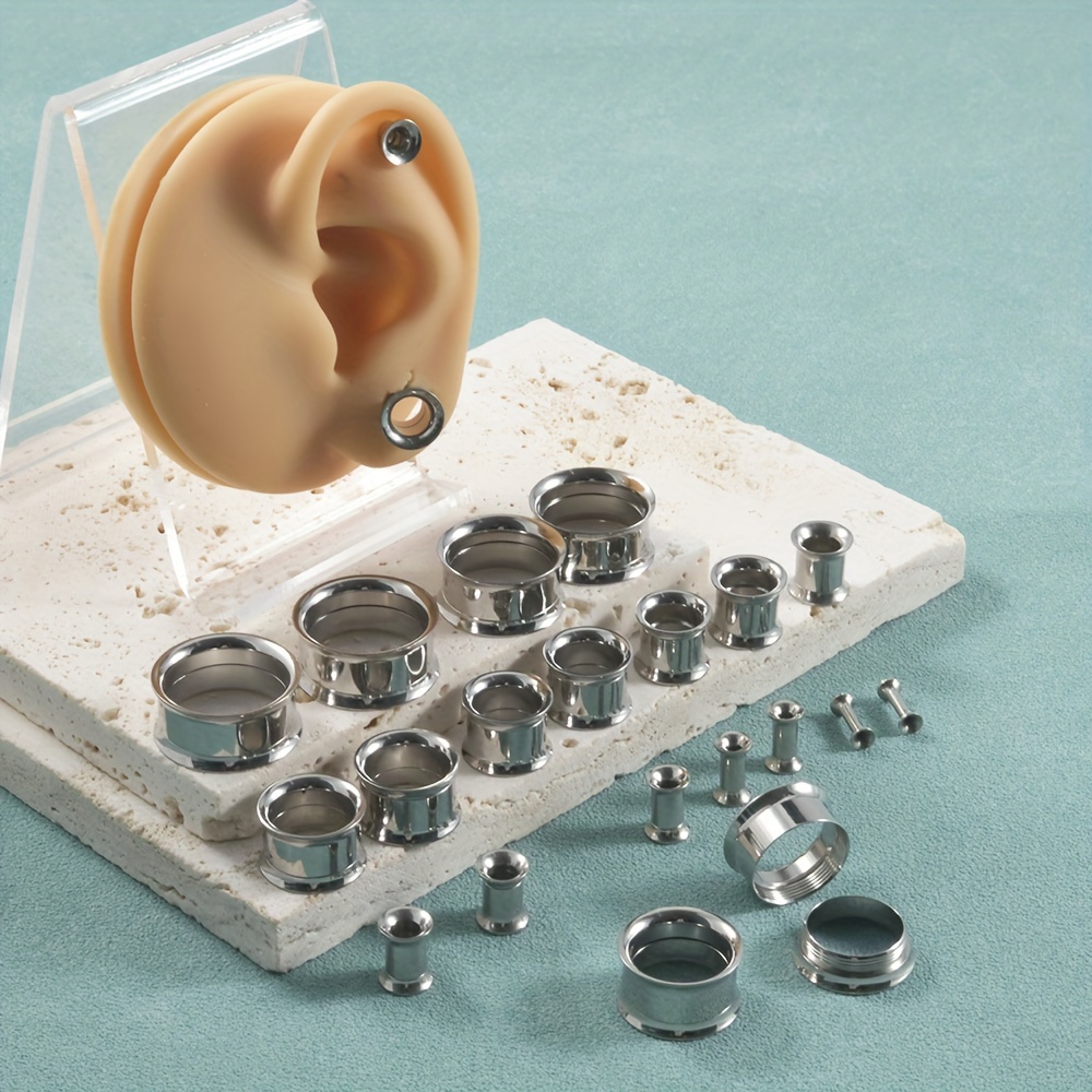 Body Jewelry Gauges - 1 Paar/12 Paar Set Edelstahl-Ohrstöpsel mit