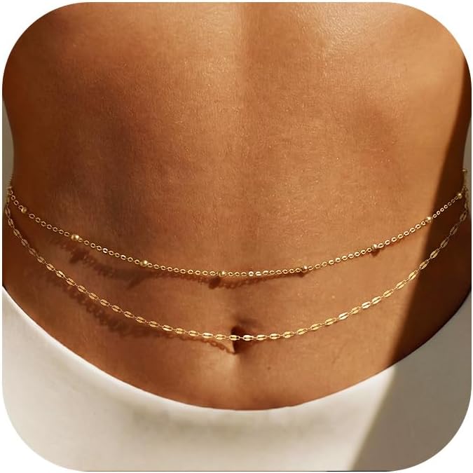 Body Jewelry Women - 14K Vergoldete Taillenkette für Damen, Mehrschichtige