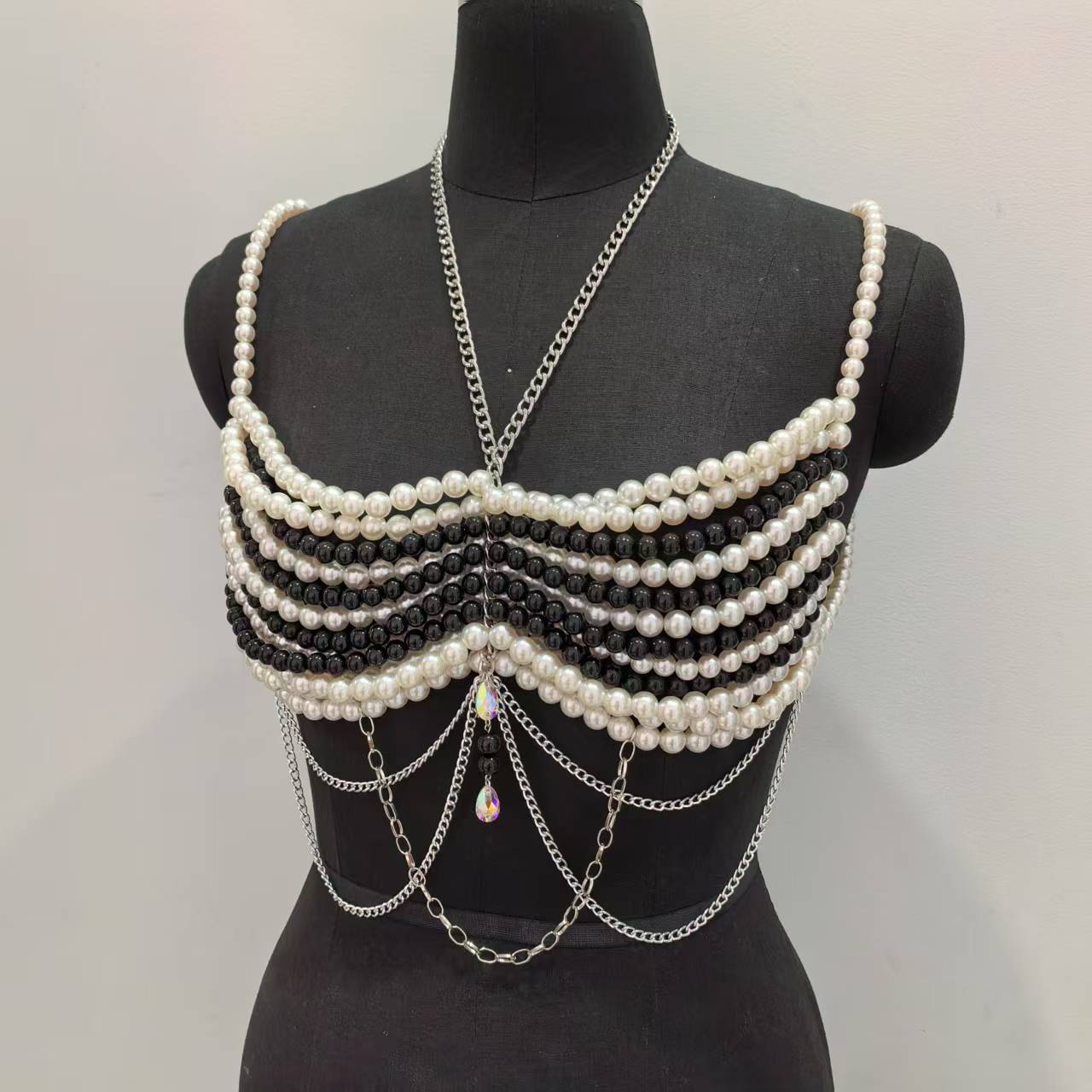 Schwarz Weiß Gewebte Kunststof – Body Jewelry Vest Bewertung und Preis